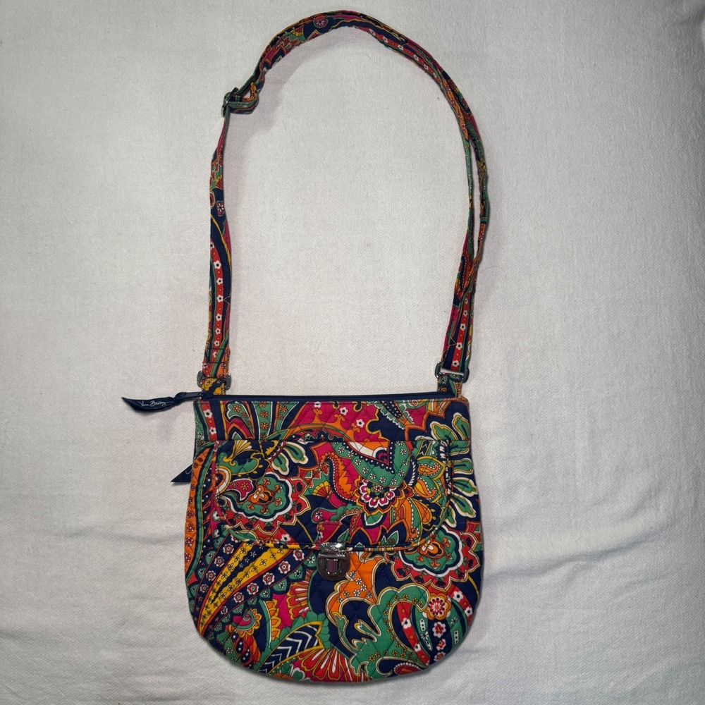 Vera Bradley Sun Valley Paisley Quilted Cotton Crossbody Bag Adjustable Strap